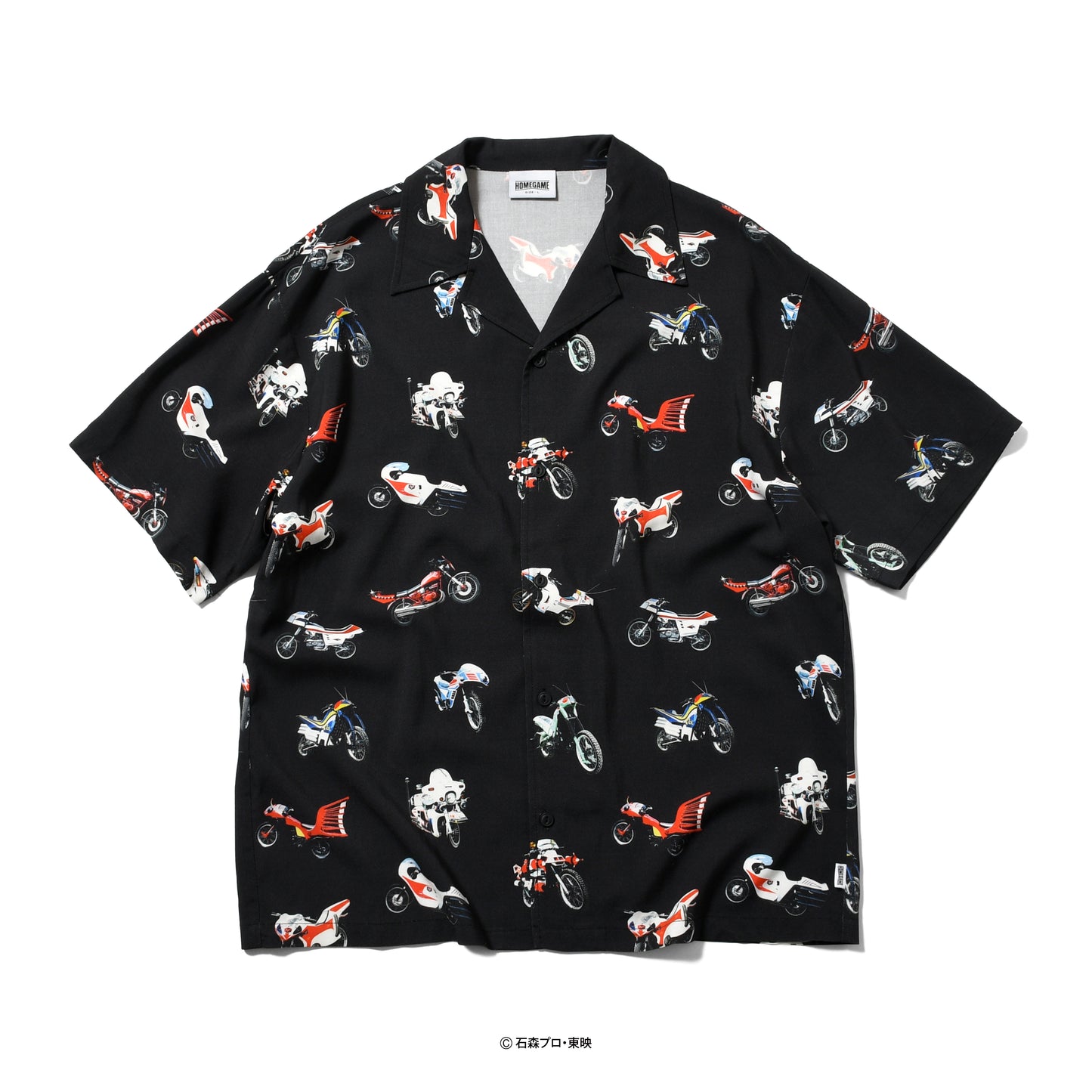 【受注販売：8月下旬頃より順次発送】HG260205 仮面ライダー x HOMEGAME OPEN COLLAR SHIRT - 昭和ライダー