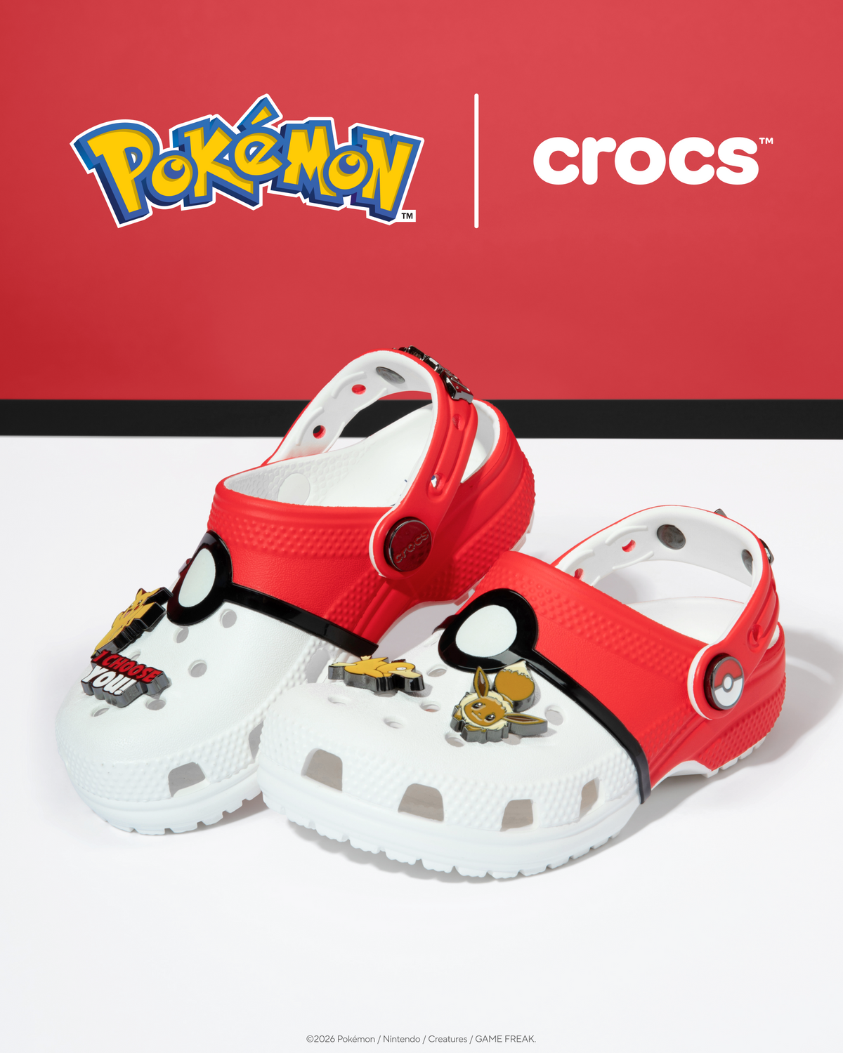 Crocs × Pokemon Classic Clog "Poke Ball" 【212064-90H】