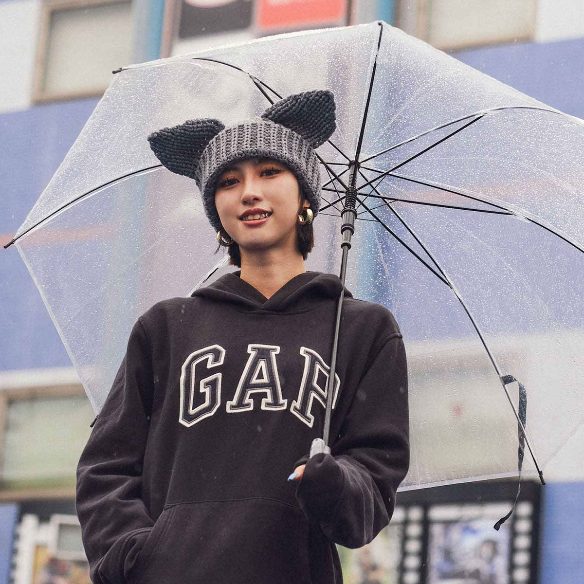 HOMEGAME - CAT KNIT CAP SILVER【HG241404】