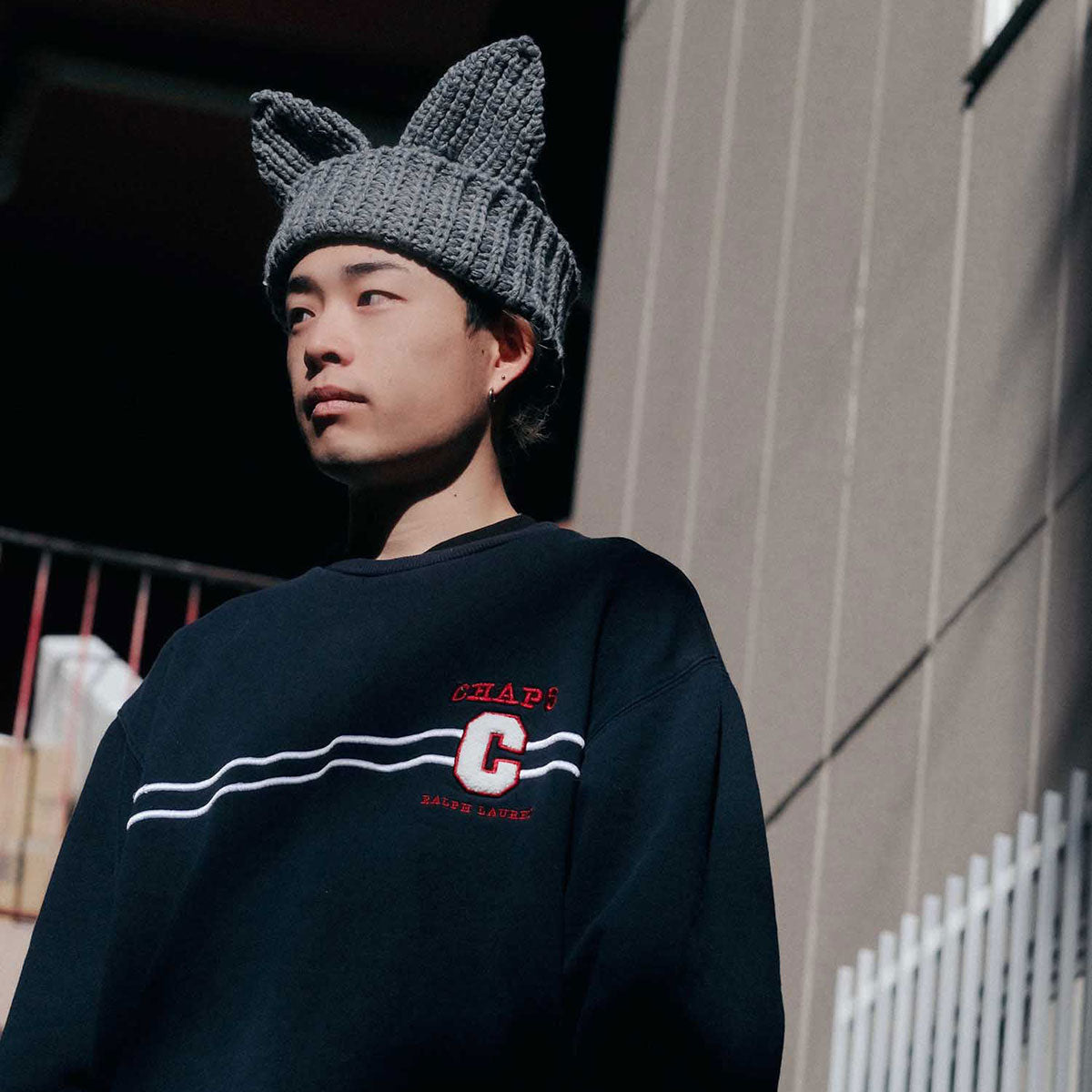HOMEGAME - CAT KNIT CAP SILVER【HG241404】