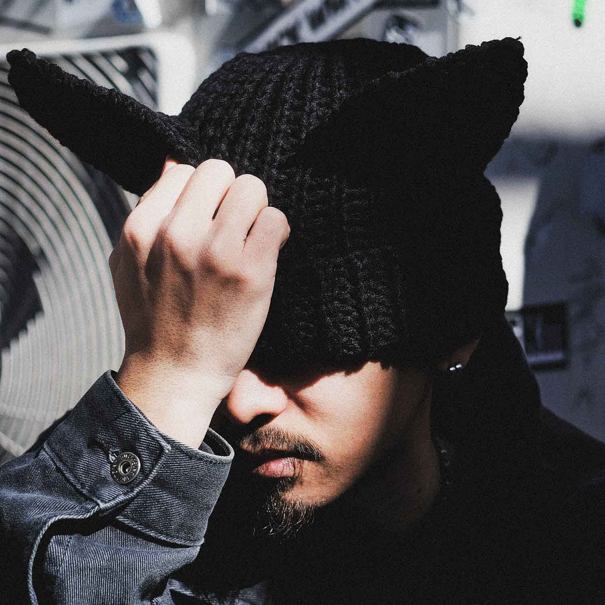 HOMEGAME - CAT KNIT CAP BLACK【HG241404】