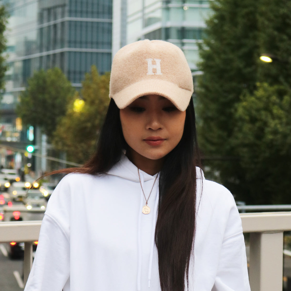 HOMEGAME - H LOGO KNIT Baseball Cap BEIGE