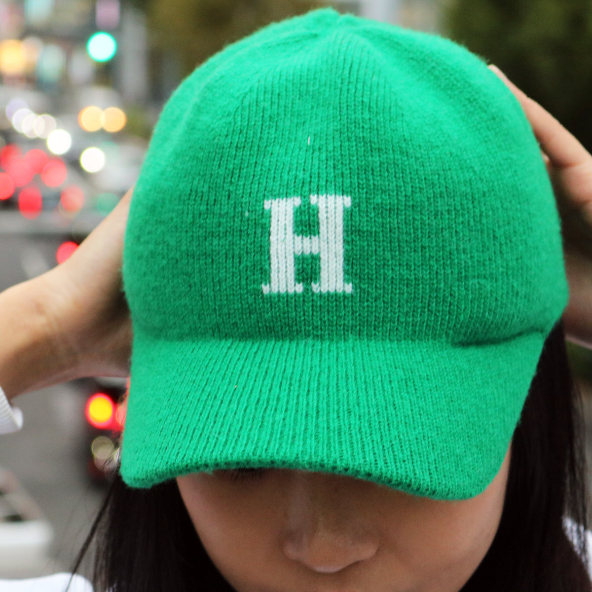 HOMEGAME - H LOGO KNIT Baseball Cap GREEN