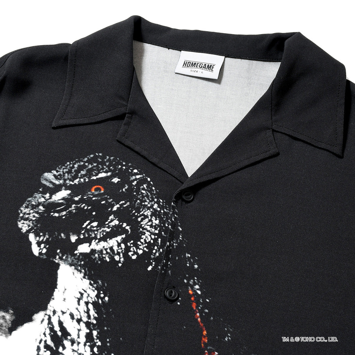 【受注販売：6月下旬頃より順次発送】GODZILLA | HOMEGAME OPEN COLLAR SHIRT ゴジラVSデストロイア【HG260203】