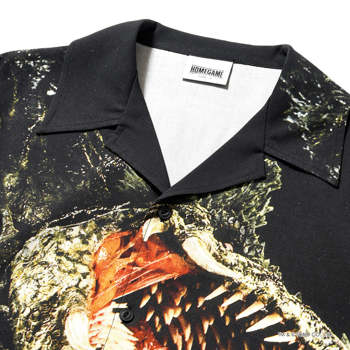 【受注販売：6月下旬頃より順次発送】GODZILLA | HOMEGAME OPEN COLLAR SHIRT ゴジラVSビオランテ 【HG260201】