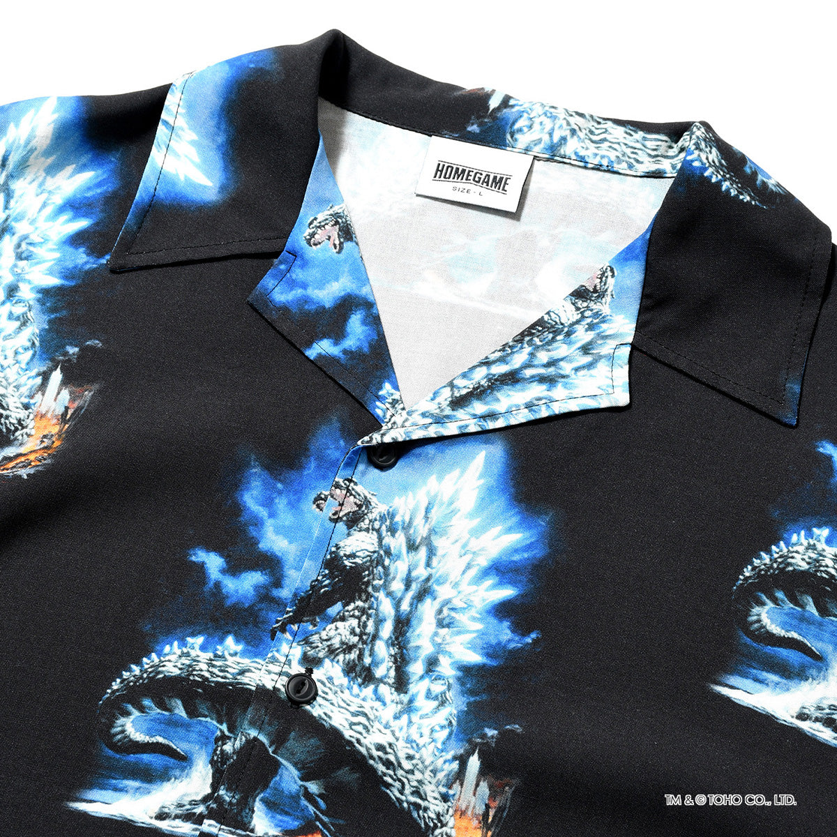 【受注販売：6月下旬頃より順次発送】GODZILLA | HOMEGAME OPEN COLLAR SHIRT ゴジラ FINAL WARS【HG260204】