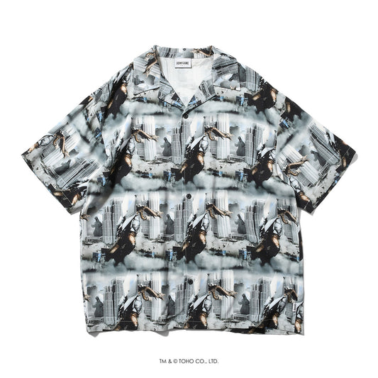 【受注販売：6月下旬頃より順次発送】GODZILLA | HOMEGAME OPEN COLLAR SHIRT ゴジラVSキングギドラ【HG260202】