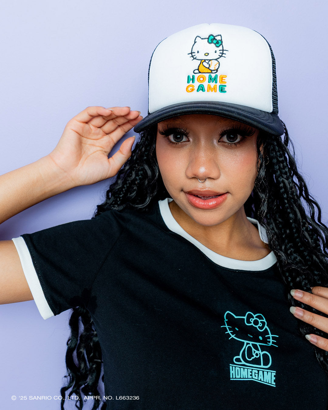 サンリオキャラクターズ×HOMEGAME - HELLO KITTY  MESH CAP BLACK【HG251406】