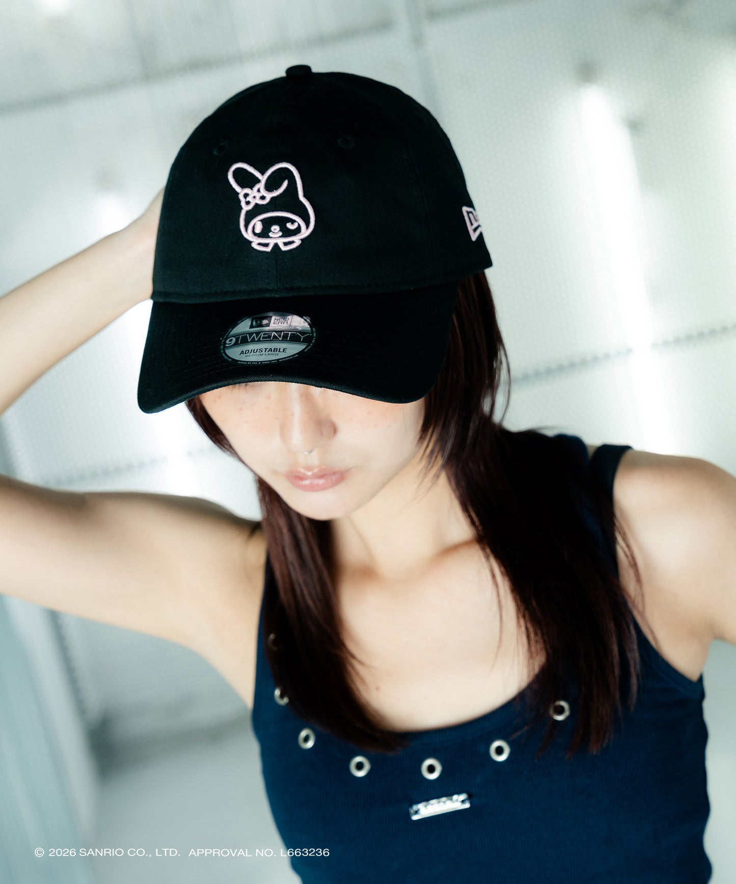 サンリオキャラクターズ×HOMEGAME - MY MELODY 3D EMBROIDERY 9TWENTY CAP BLACK【14961048 】