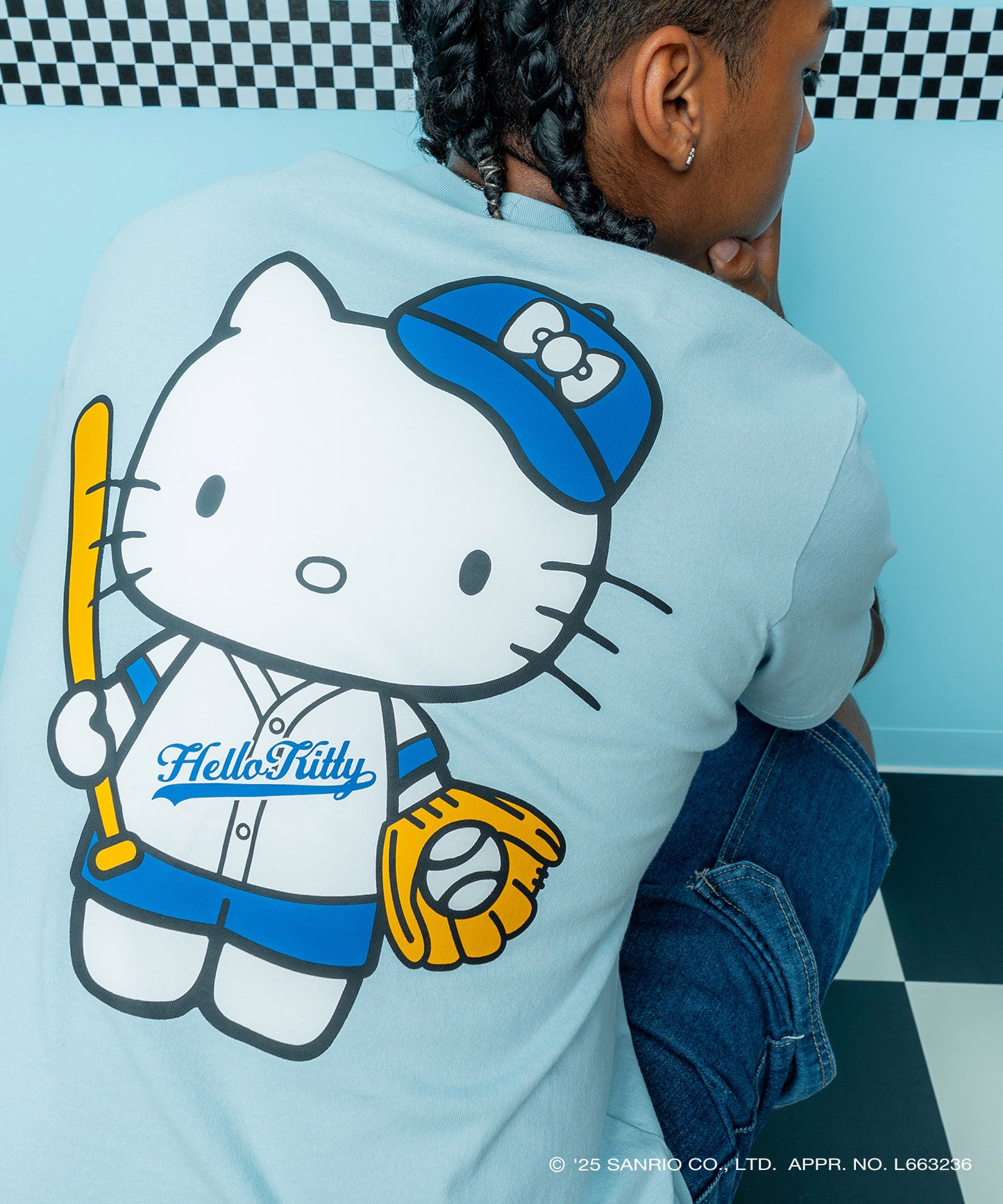 サンリオキャラクターズ×HOMEGAME - HELLO KITTY UNIFORM TEE BLUE【HG2501101】