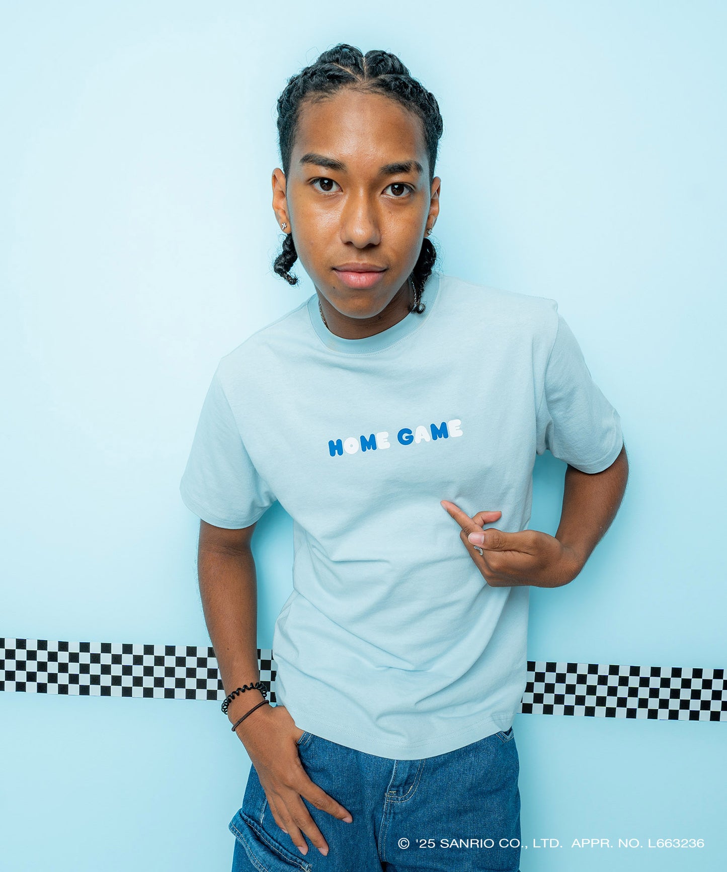 サンリオキャラクターズ×HOMEGAME - HELLO KITTY UNIFORM TEE BLUE【HG2501101】