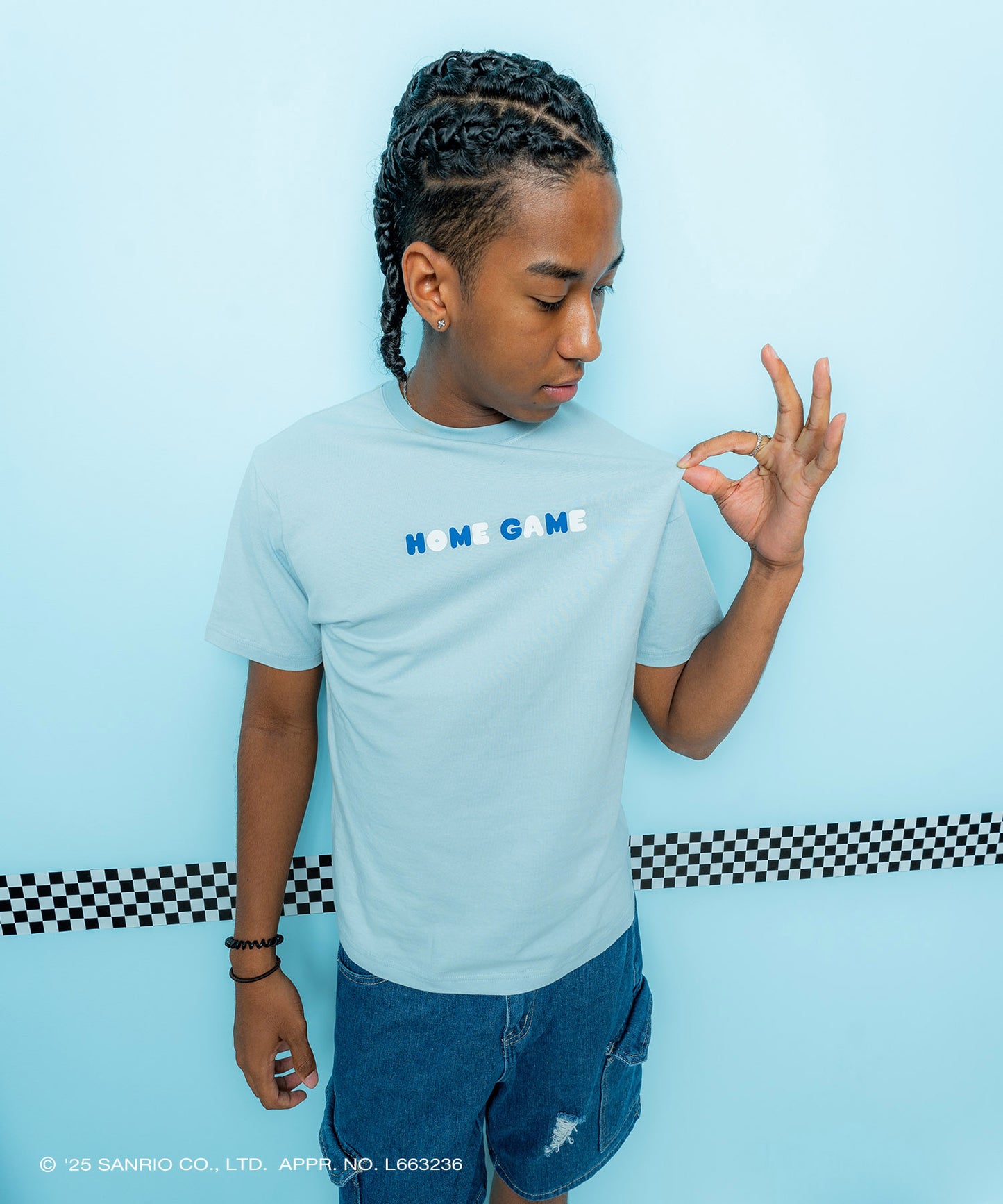 サンリオキャラクターズ×HOMEGAME - HELLO KITTY UNIFORM TEE BLUE【HG2501101】