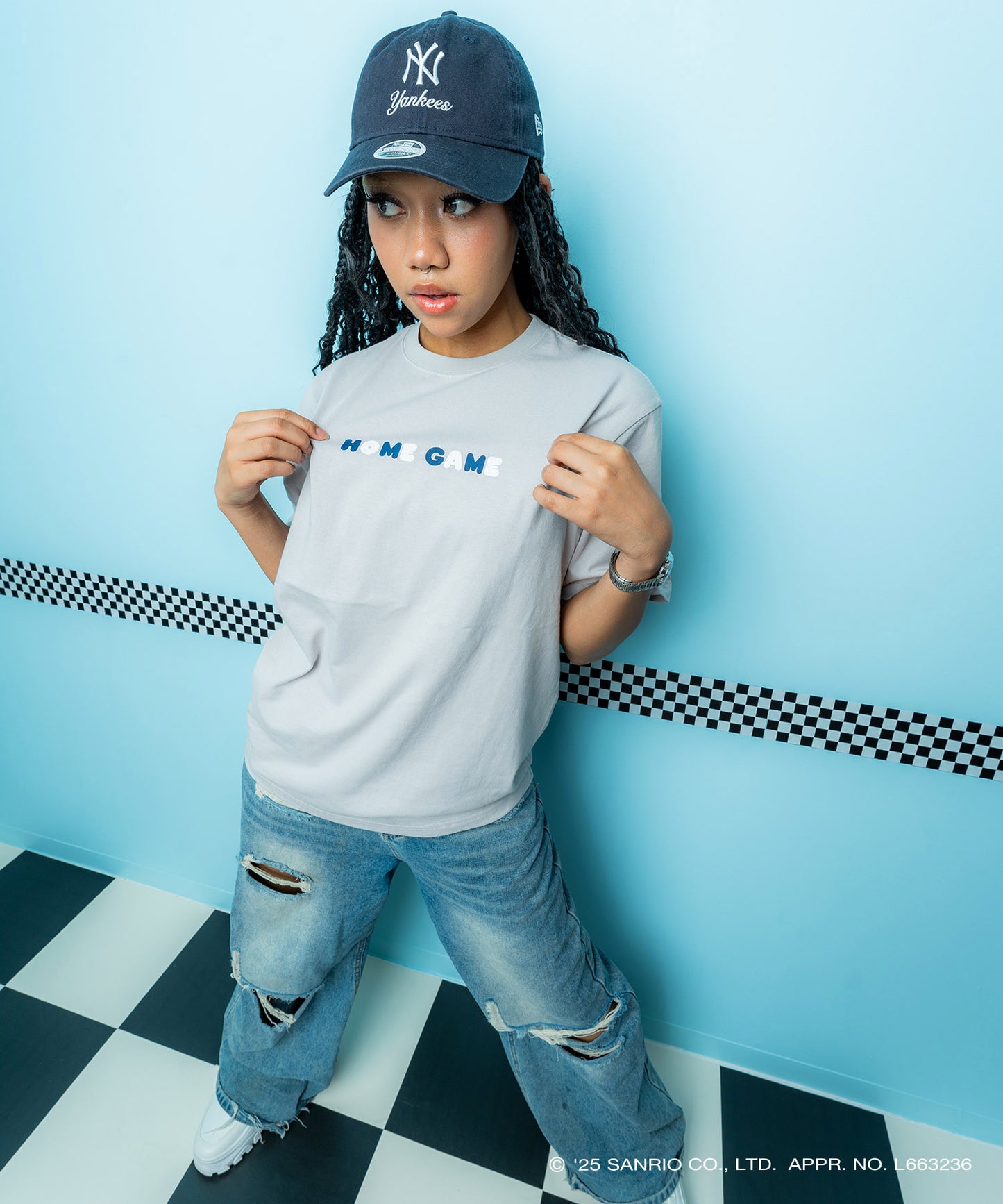 サンリオキャラクターズ×HOMEGAME - MY MELODY UNIFORM TEE GRAY【HG2501102】