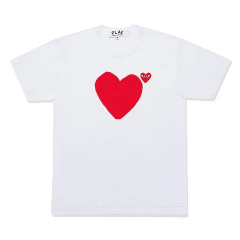 PLAY CDG DOUBLE RED HEART-PRINT S/S T-SHIRT WHITE【AX-T222-051】