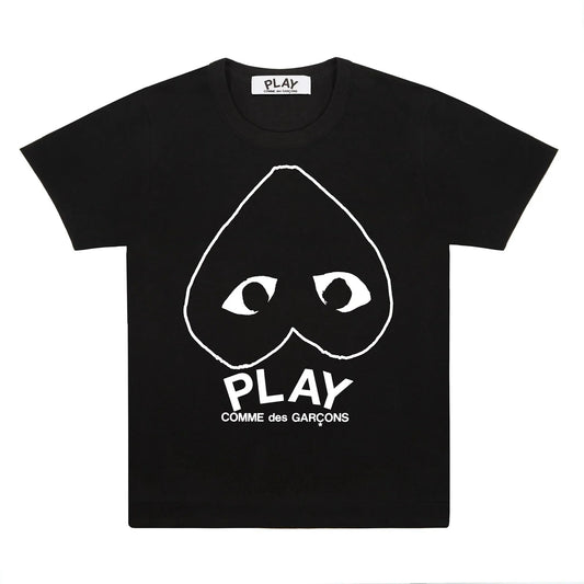 PLAY CDG - BIG HEART T-SHIRT WHITE/BLACK 【AX-T114-051】
