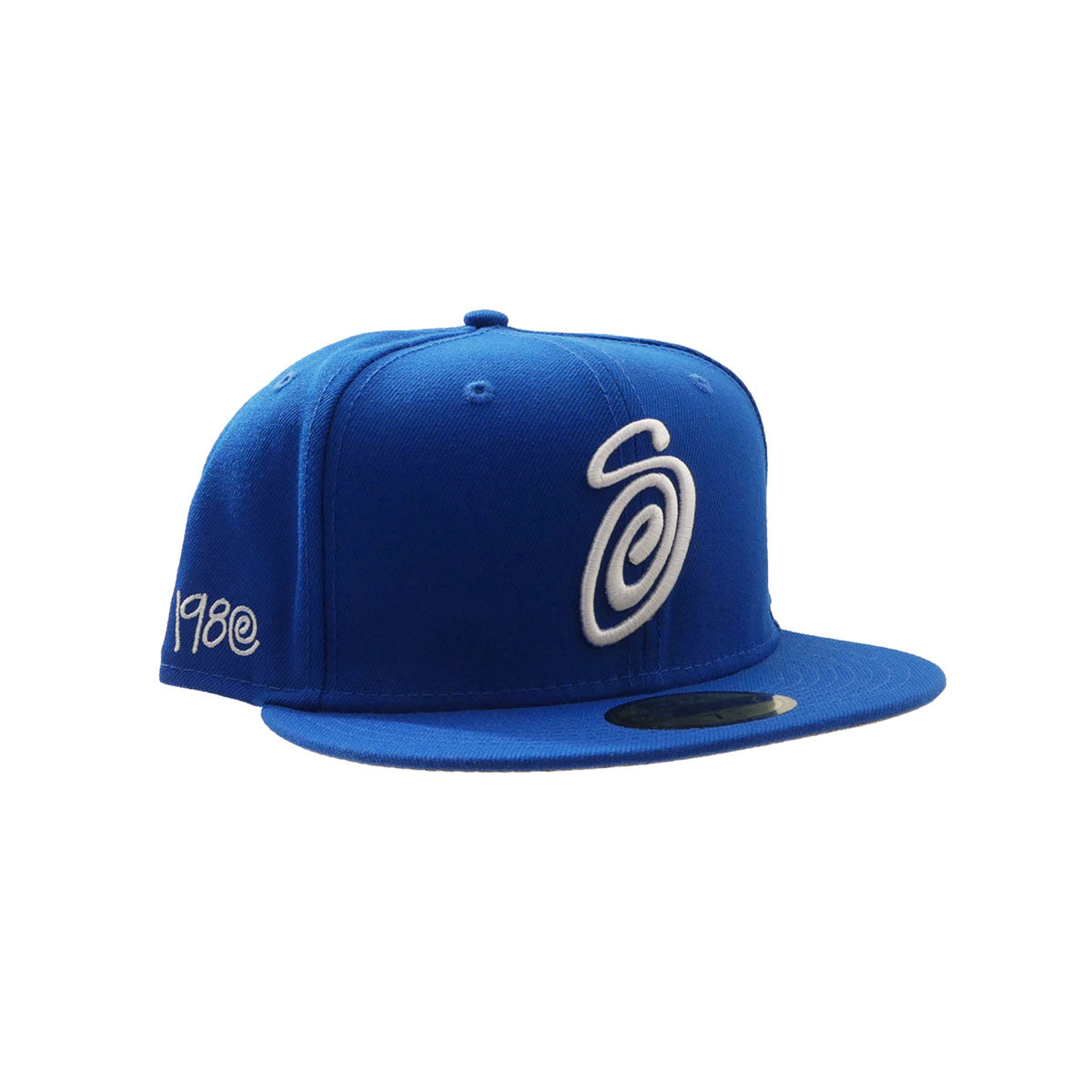 STUSSY × NEW ERA 59FIFTY CURLY S CAP BLUE