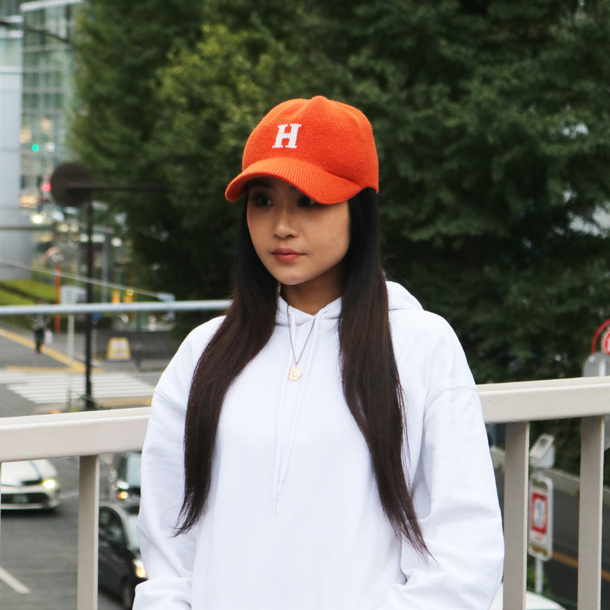 HOMEGAME - H LOGO KNIT Baseball Cap ORANGE