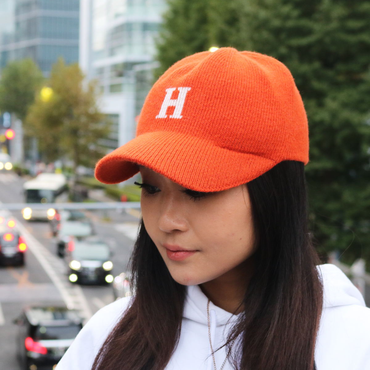 HOMEGAME - H LOGO KNIT Baseball Cap ORANGE