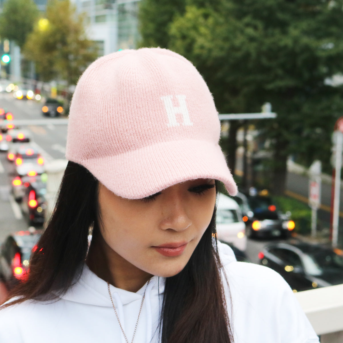 HOMEGAME - H LOGO KNIT Baseball Cap PINK