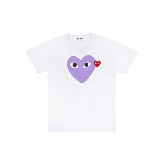 PLAY CDG BIG HEART T-SHIRT "WHITE/PURPLE (RED MINI HEART)" プレイ コム デ ギャルソン ビッグ ハート Tシャツ "ホワイト/パープル (レッド ミニハート)" 【AX-T106-051 PLAY】