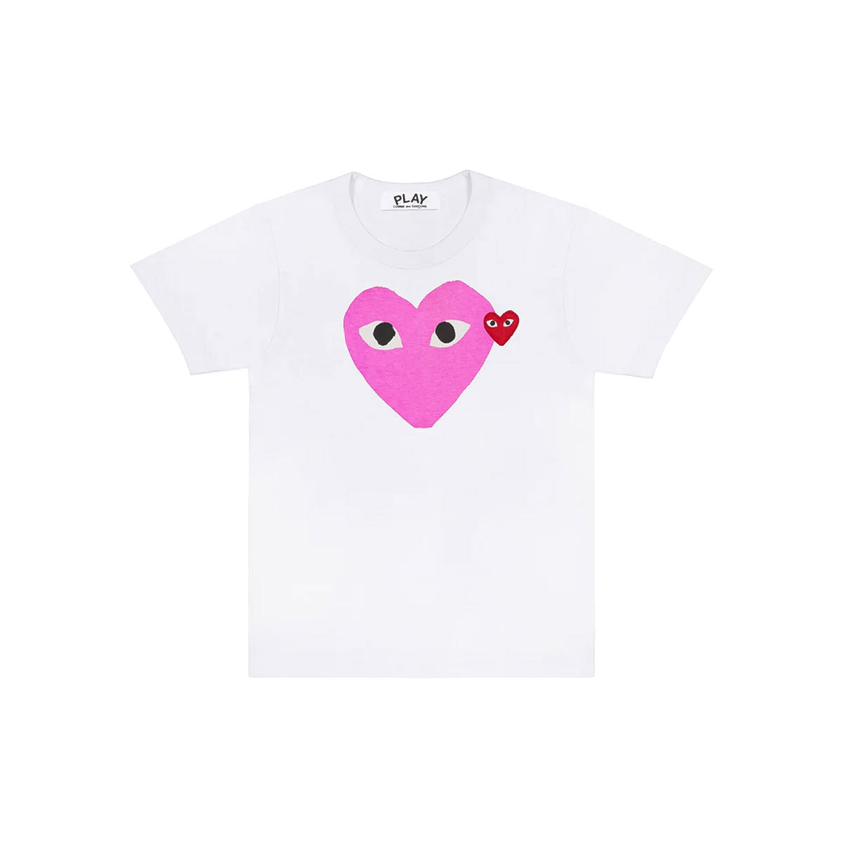 PLAY CDG BIG HEART T-SHIRT "WHITE/PINK (RED MINI HEART)"  プレイ コム デ ギャルソン ビッグ ハート Tシャツ "ホワイト/ピンク (レッド ミニハート)"【AX-T106-051】