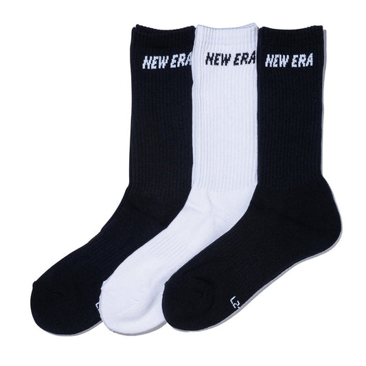 NEW ERA - SOCKS CREW 3PAIRS BLACK/BLACK/WHITE【14518178】