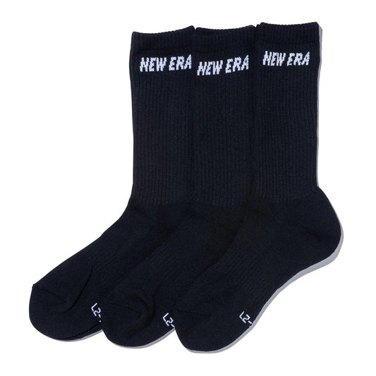 NEW ERA - SOCKS CREW 3PAIRS BLACK 【14518183】