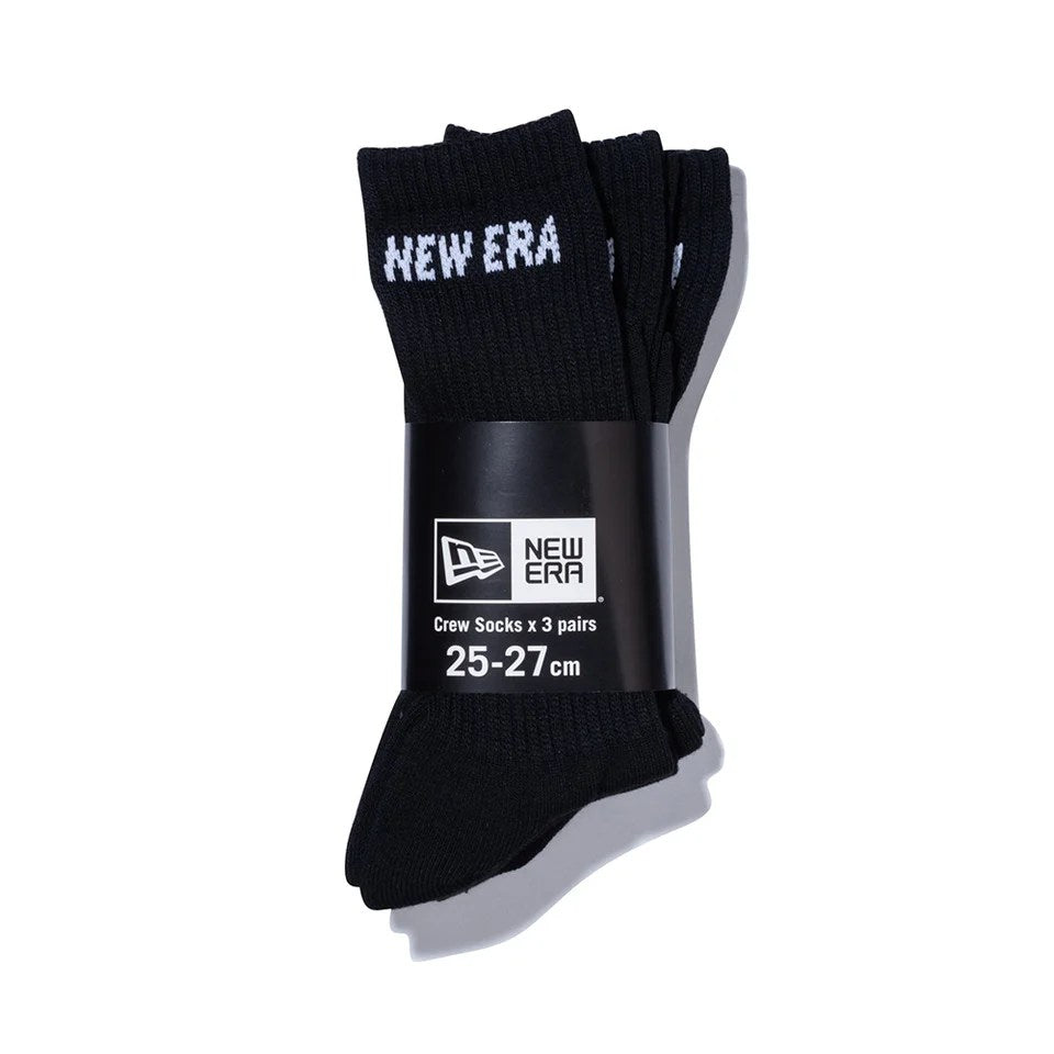 NEW ERA - SOCKS CREW 3PAIRS BLACK 【14518183】