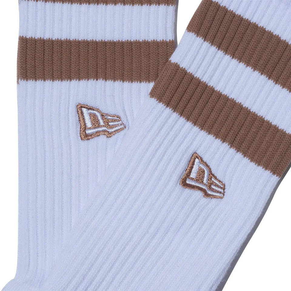 NEW ERA - SOCKS CREW 2P Embroidery WHITE/BROWN GREEN【14518184】