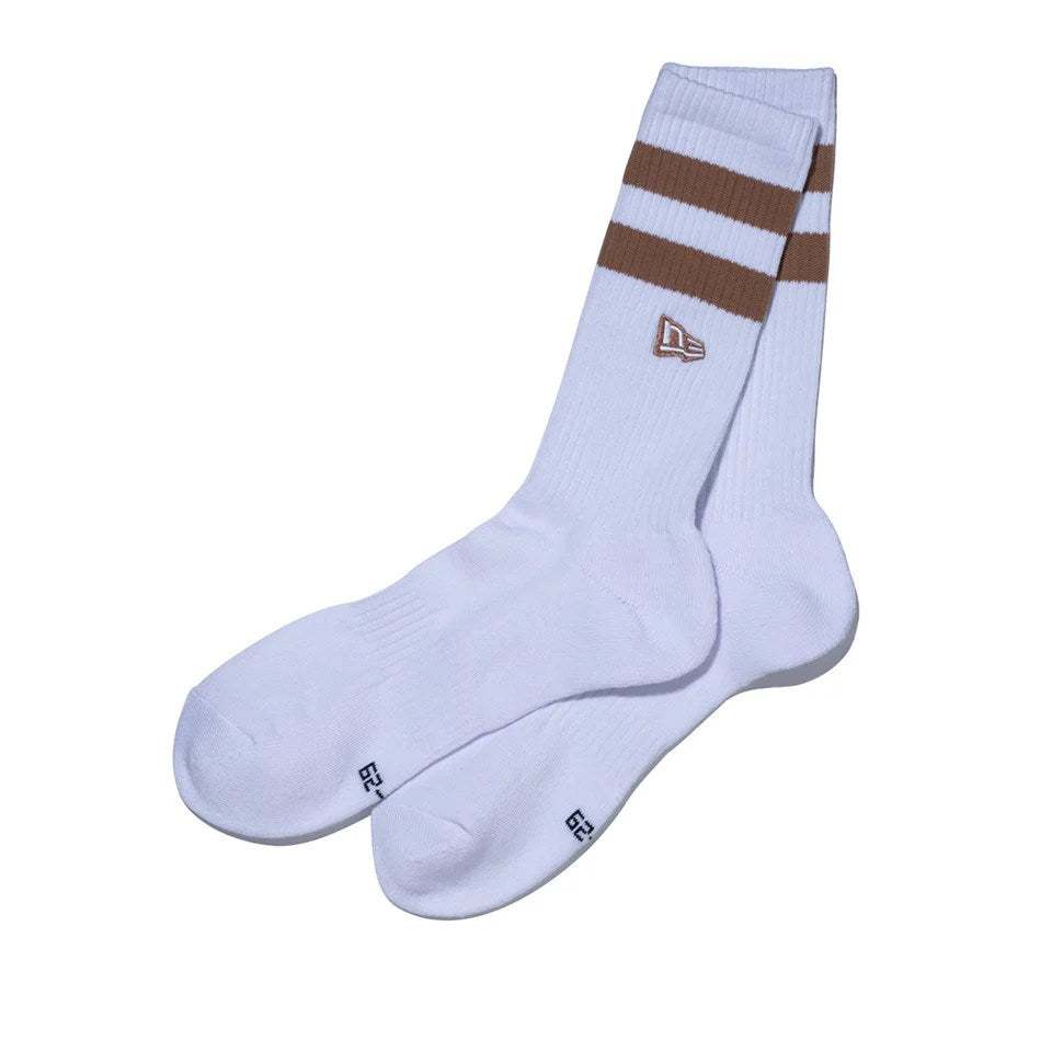 NEW ERA - SOCKS CREW 2P Embroidery WHITE/BROWN GREEN【14518184】