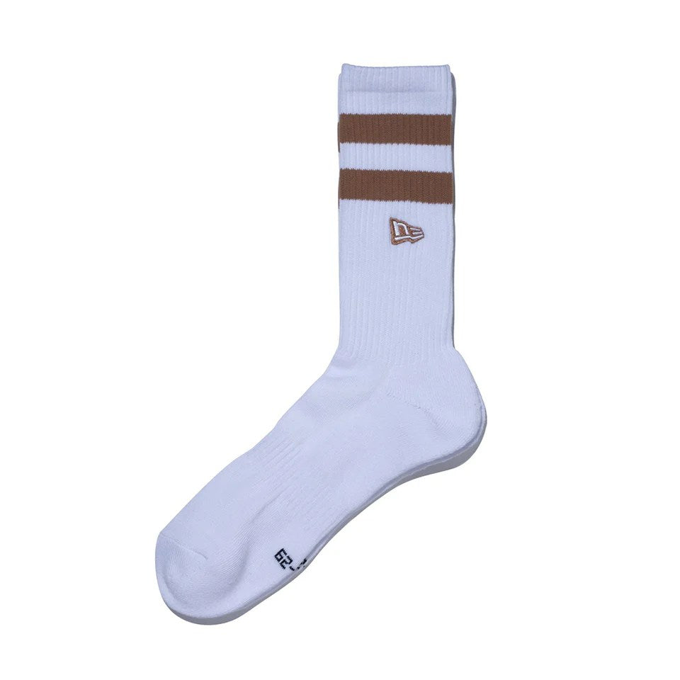 NEW ERA - SOCKS CREW 2P Embroidery WHITE/BROWN GREEN【14518184】