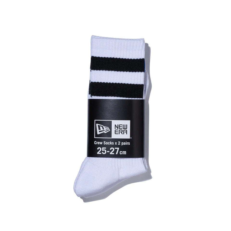 NEW ERA - SOCKS CREW 2P Embroidery WHITE/BLACK BLUE 【14518185】
