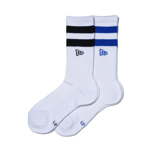 NEW ERA - SOCKS CREW 2P Embroidery WHITE/BLACK BLUE 【14518185】