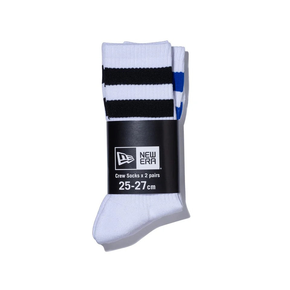 NEW ERA - SOCKS CREW 2P Embroidery WHITE/BLACK BLUE 【14518185】