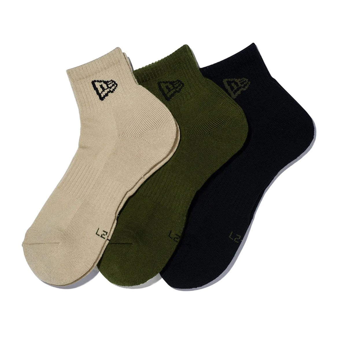 NEW ERA - SOCKS ANKLE 3PAIRS BLACK/OLIVE/KHAKI 【14518189】