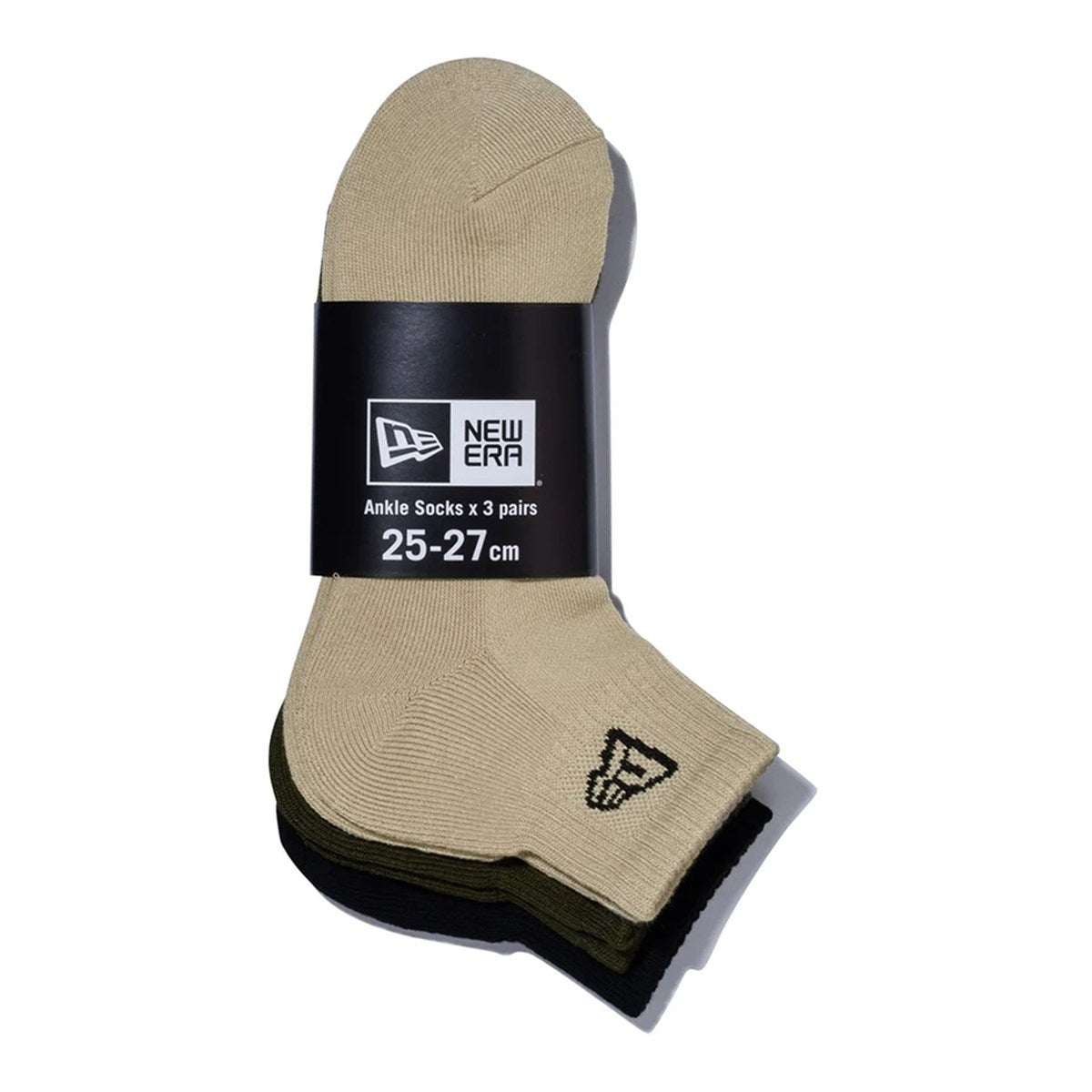 NEW ERA - SOCKS ANKLE 3PAIRS BLACK/OLIVE/KHAKI 【14518189】