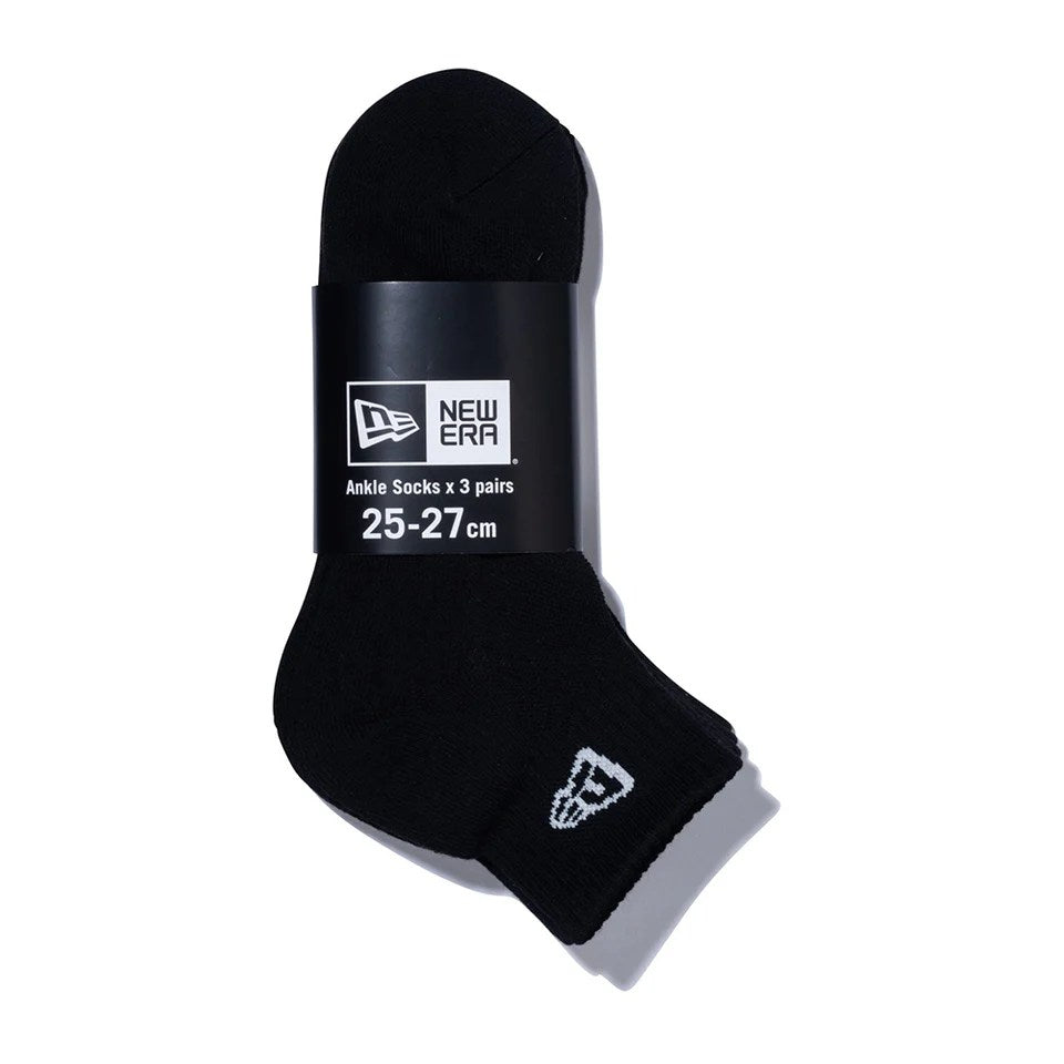 NEW ERA - SOCKS ANKLE 3PAIRS BLACK 【14518191】