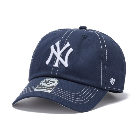 ’47 BRAND New York Yankees - CLEAN UP Contrast Stitch NAVY【14858223 47A B-CONCU17GWS-NY】