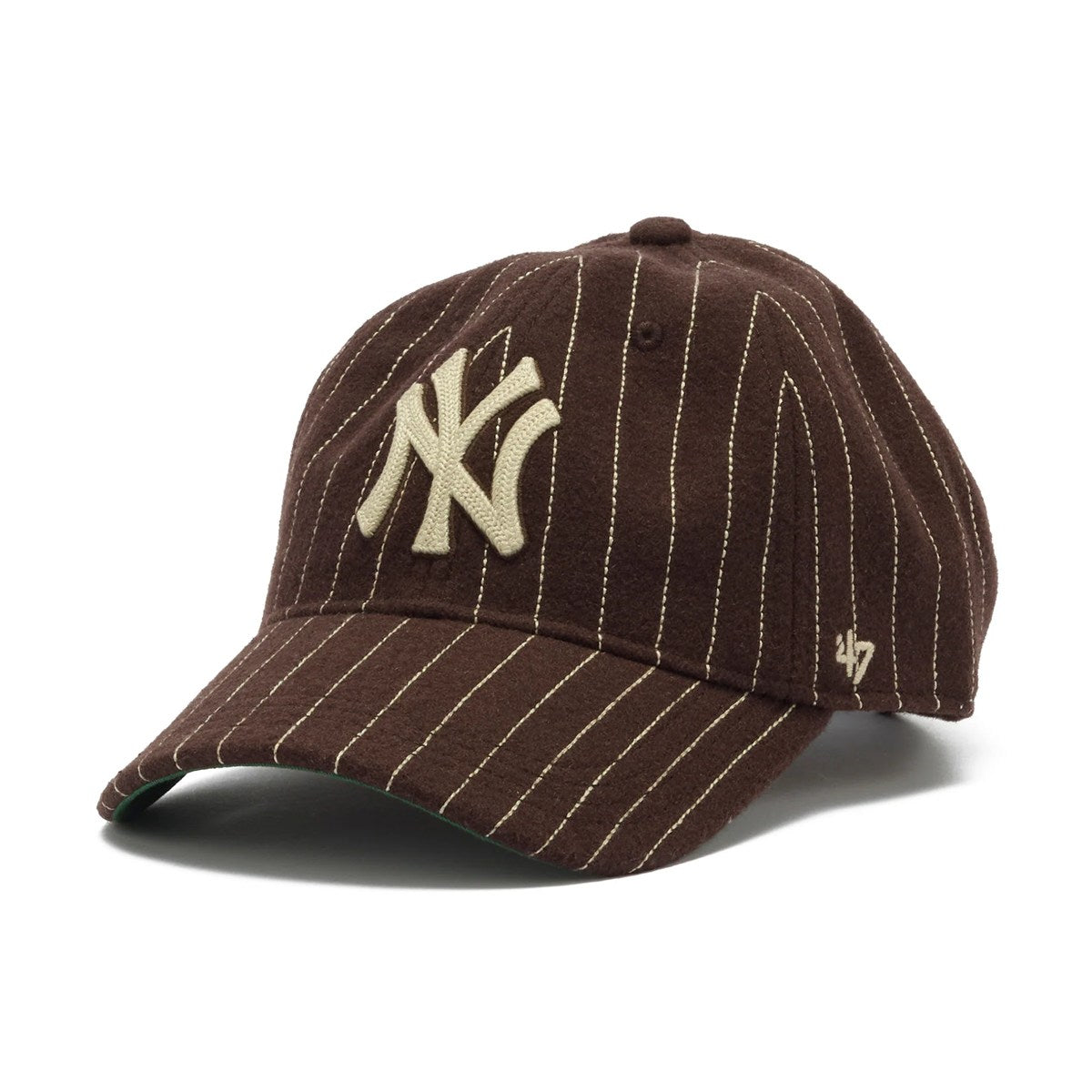 ’47 BRAND New York Yankees - CLEAN UP Wool Pinstripe BROWN【14858304 47A B-WOPCU17WIS-BW】