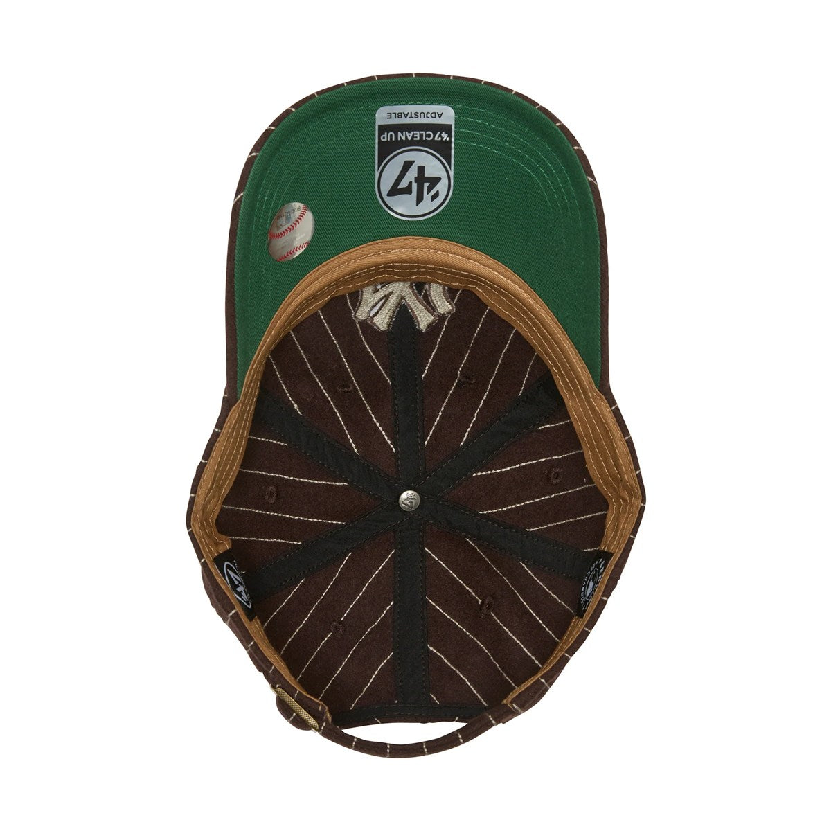 ’47 BRAND New York Yankees - CLEAN UP Wool Pinstripe BROWN【14858304 47A B-WOPCU17WIS-BW】