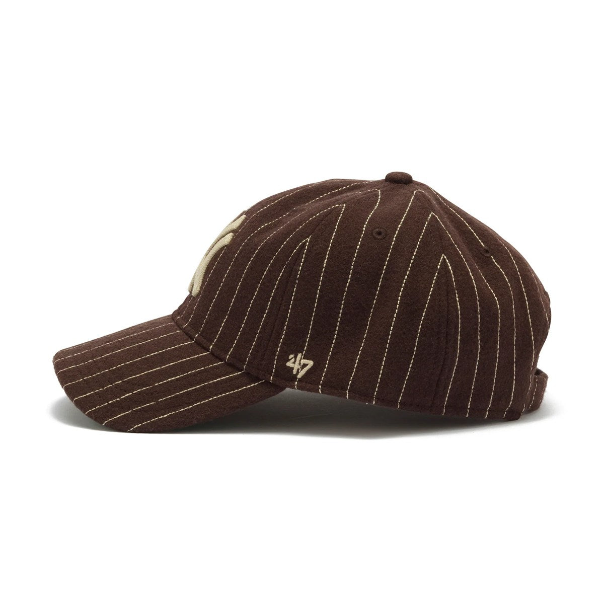 ’47 BRAND New York Yankees - CLEAN UP Wool Pinstripe BROWN【14858304 47A B-WOPCU17WIS-BW】