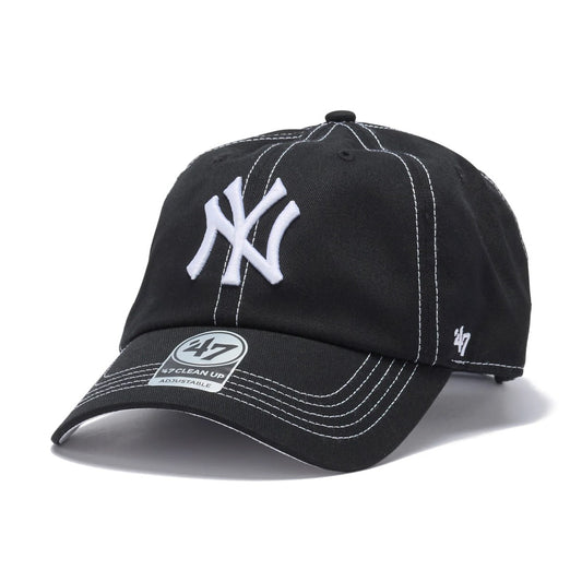 ’47 BRAND New York Yankees - CLEAN UP Contrast Stitch BLACK 【14858362 47A B-CONCU17GWS-BK】