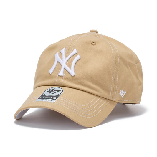 ’47 BRAND New York Yankees - CLEAN UP Contrast Stitch KHAKI 【14858363 47A B-CONCU17GWS-KH】
