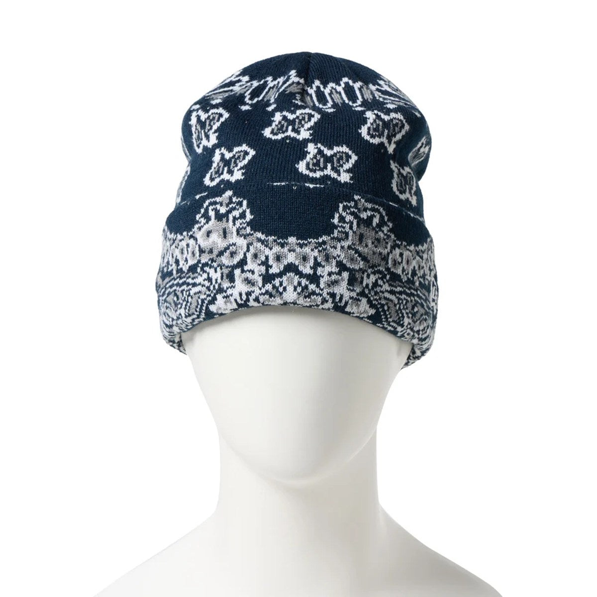NEW ERA - BASIC CUFF KNIT PAISLEY PATTERN NAVY 【15119699】
