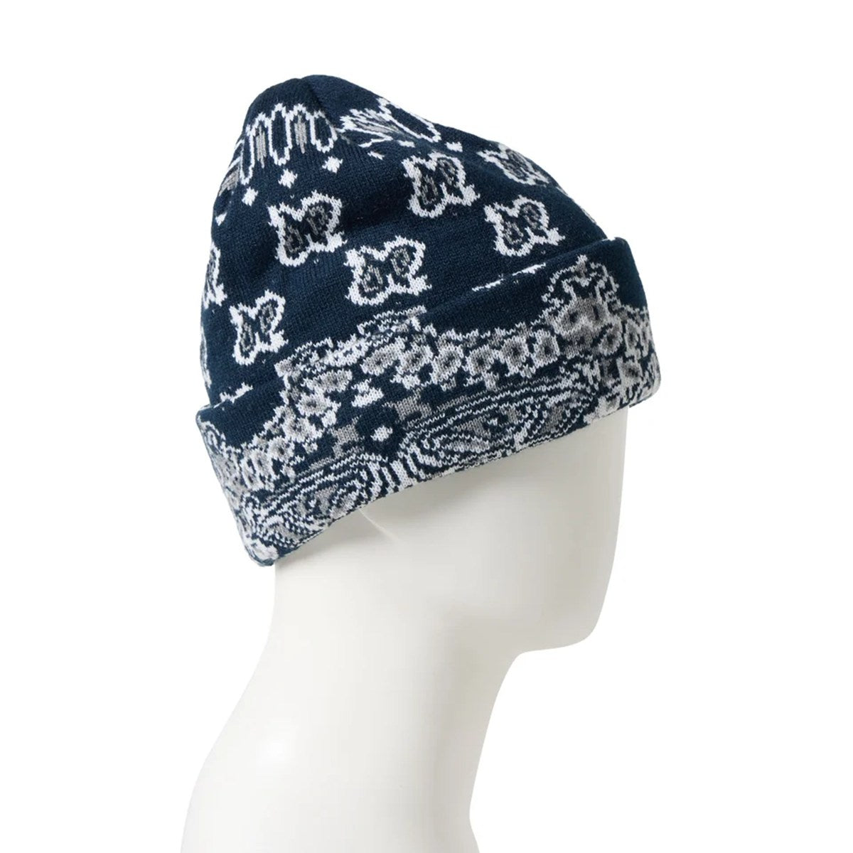 NEW ERA - BASIC CUFF KNIT PAISLEY PATTERN NAVY 【15119699】