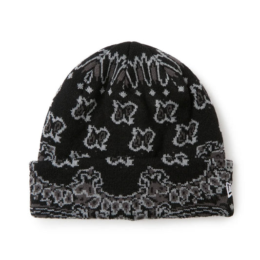 NEW ERA - BASIC CUFF KNIT PAISLEY PATTERN BLACK 【15119700】