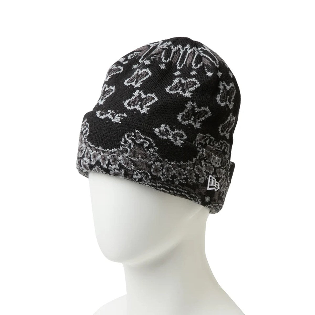 NEW ERA - BASIC CUFF KNIT PAISLEY PATTERN BLACK 【15119700】
