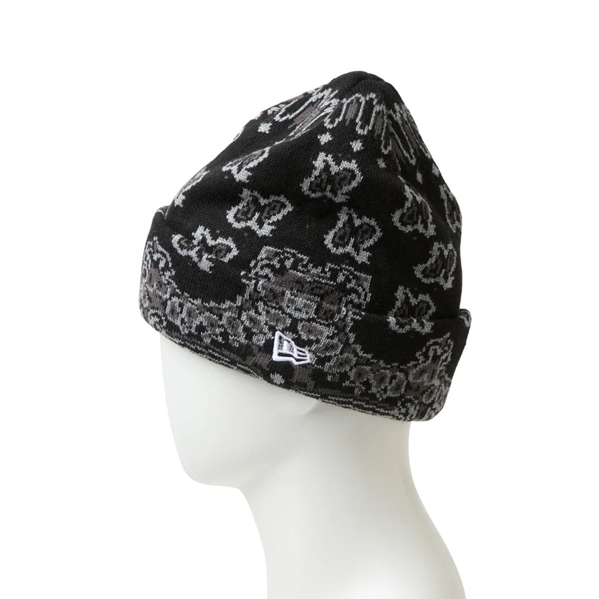 NEW ERA - BASIC CUFF KNIT PAISLEY PATTERN BLACK 【15119700】