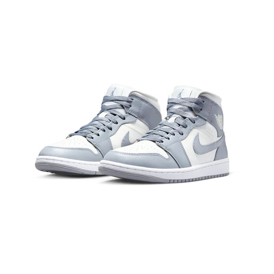 NIKE WMNS AIR JODAN 1 MID Grey/Sail Nike Women's Air Jordan 1 Mid Grey/Sail [BQ6472-115]