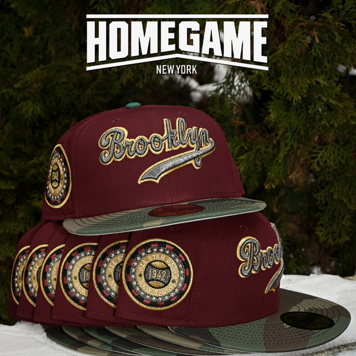 NEW ERA - Brooklyn Dodgers 59Fifty 1942 All Star Game Maroon/Woodland Camo
